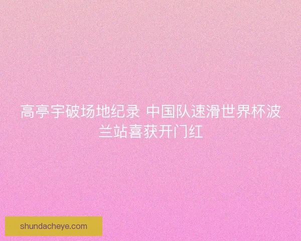高亭宇破场地纪录 中国队速滑世界杯波兰站喜获开门红