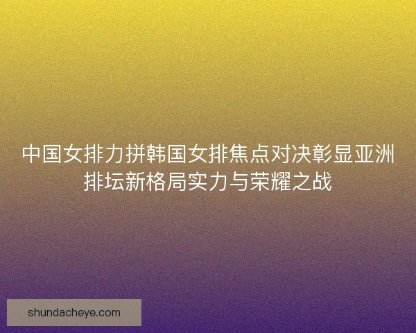 中国女排力拼韩国女排焦点对决彰显亚洲排坛新格局实力与荣耀之战